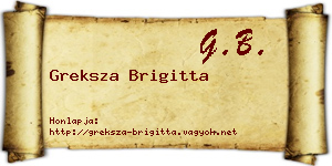 Greksza Brigitta névjegykártya